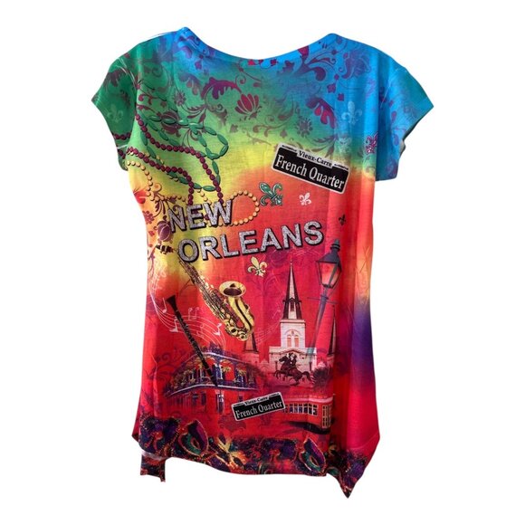 Maxi & Co New Orleans Rainbow French Quarter Graphic Top Women’s Size L - Picture 3 of 4